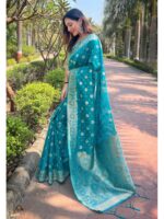 Blue Color Organza Saree
