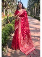 Pink Color Organza Saree