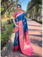 Blue Color Pink Saree