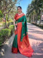 Green Color Red Saree
