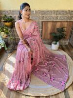Onion Color Georgette Saree