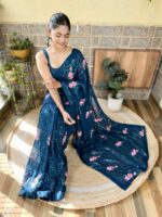 Teal Color Georgette Saree