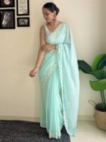 Sky Blue Color Georgette Saree