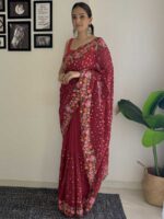 Maroon Color Georgette Saree