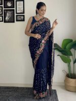 Nevy Blue Color Georgette Saree