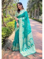 Sea Green Color Organza Saree