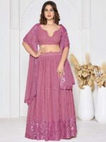 Dusty Pink Color Silk Net  Lehenga Choli
