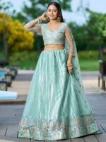 Pista Color Georgette Lehenga Choli