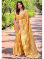 Mustard Color Organza Saree