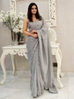 Grey Color Georgette Saree