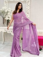 Lavender Color Georgette Saree