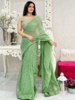 Pista Color Georgette Saree