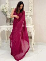 Wine Color Georgette Saree