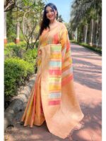 Peach Color Organza Saree