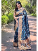 Blue Color Banarasi Silk Saree