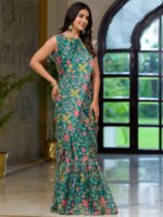 Rama Color Imported Georgette Saree