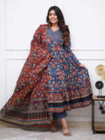 Blue Printed Anarkali Suit