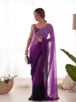 Purple Color Faux Georgette Saree