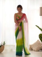 Green Color Faux Georgette Saree