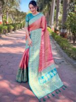 Pink Color Tissue Silk Saree