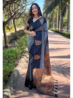 Grey Color Soft Silk Saree