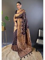 Purple Color Banarasi Satin Silk Saree