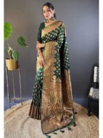 Green Color Banarasi Satin Silk Saree