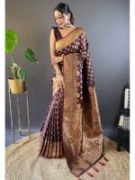 Maroon Color Banarasi Satin Silk Saree