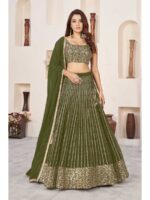 Olive Color Georgette Lehenga Choli
