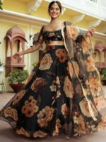 Black Color Organza Lehenga Choli