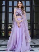 Lavender Color Organza Net Lehenga Choli