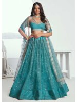 Rama Color Butterfly Net Lehenga Choli