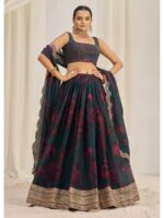 Teal Color Organza Lehenga Choli