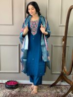 Teal Blue Color Readymade Salwar Suit