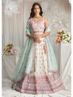 Cream Color Organza Lehenga Choli