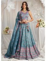 Teal Color Organza Lehenga Choli