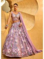 Lavender Color Organza Lehenga Choli