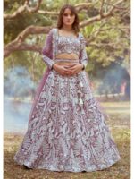Lavender Color Satin Lehenga Choli