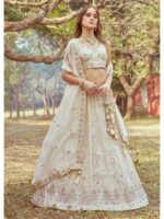 Cream Color Tissue Lehenga Choli