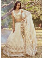 Cream Color Tissue Lehenga Choli