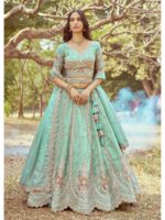Sea Green Color Tissue Lehenga Choli
