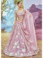 Lavender Color Organza Lehenga Choli