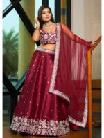 Maroon Color Art Silk Lehenga Choli