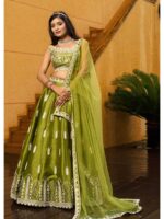 Green Color Art Silk Lehenga Choli