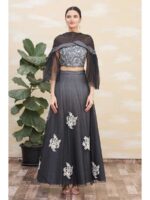 Grey Color Shimmer Lycra Lehenga Choli