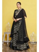 Black Color Taffeta Silk,Fancy Lycra Lehenga Choli