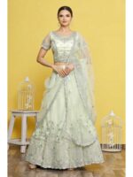 Sea Green Color Satin Silk Lehenga Choli
