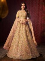 Yellow Color Peach Lehenga Choli