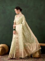 Pista Color Khadi Organza Saree