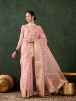 Pink Color Khadi Organza Saree